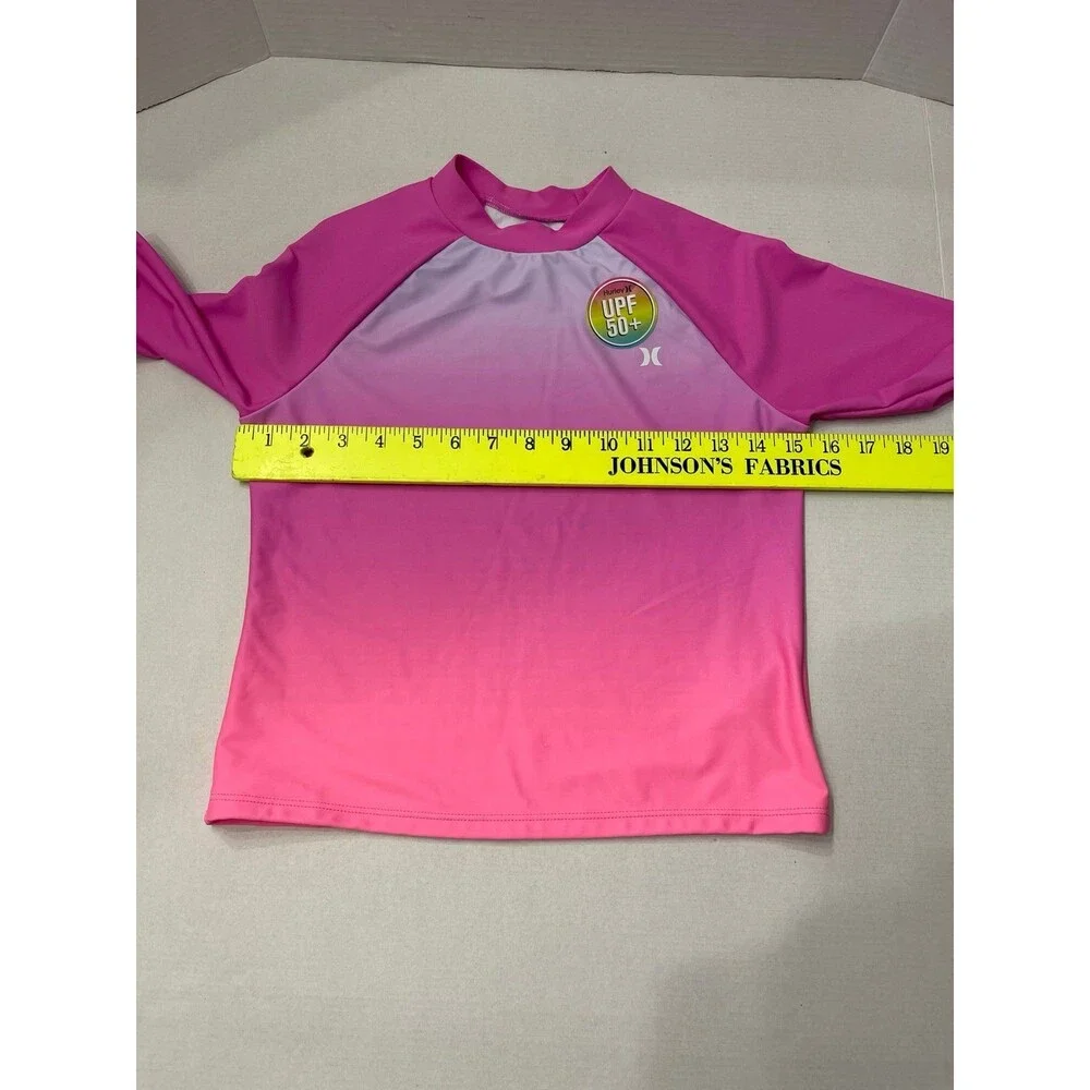 Hurley Girls Long Sleeve Rash Guard Swimsuit Size 14 China Rose New With Tags